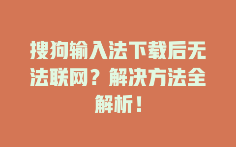 搜狗输入法下载后无法联网？解决方法全解析！ 二